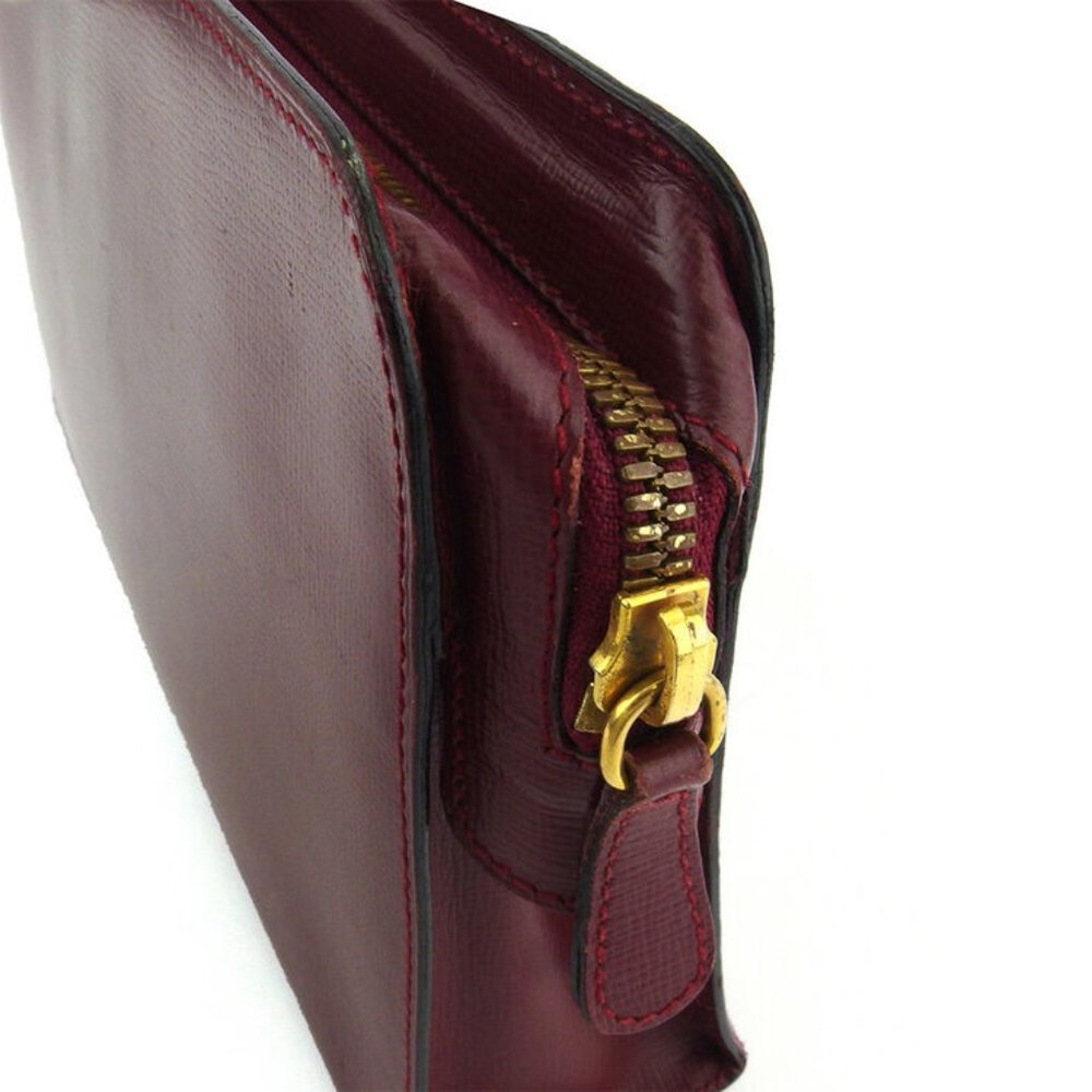 Cartier clutch bag mast line Bordeaux leather Auth used E1619 - Picture 8 of 8